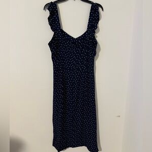 Loft Outlet Navy Polka Dot Dress Size 14P